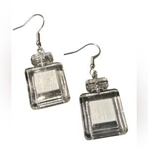 3/$20 Clear Square Perfume Bottle Earrings